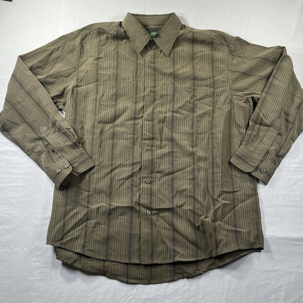 David Taylor Men's Large olive Green Plaid Long Sleeve Button Down Shirt